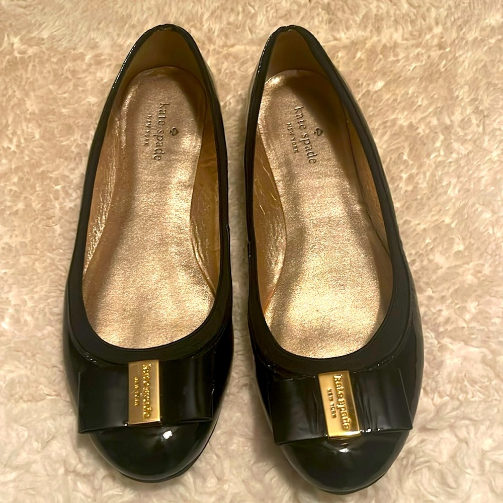 Kate Spade flats size 9.5 women’s patent black leather